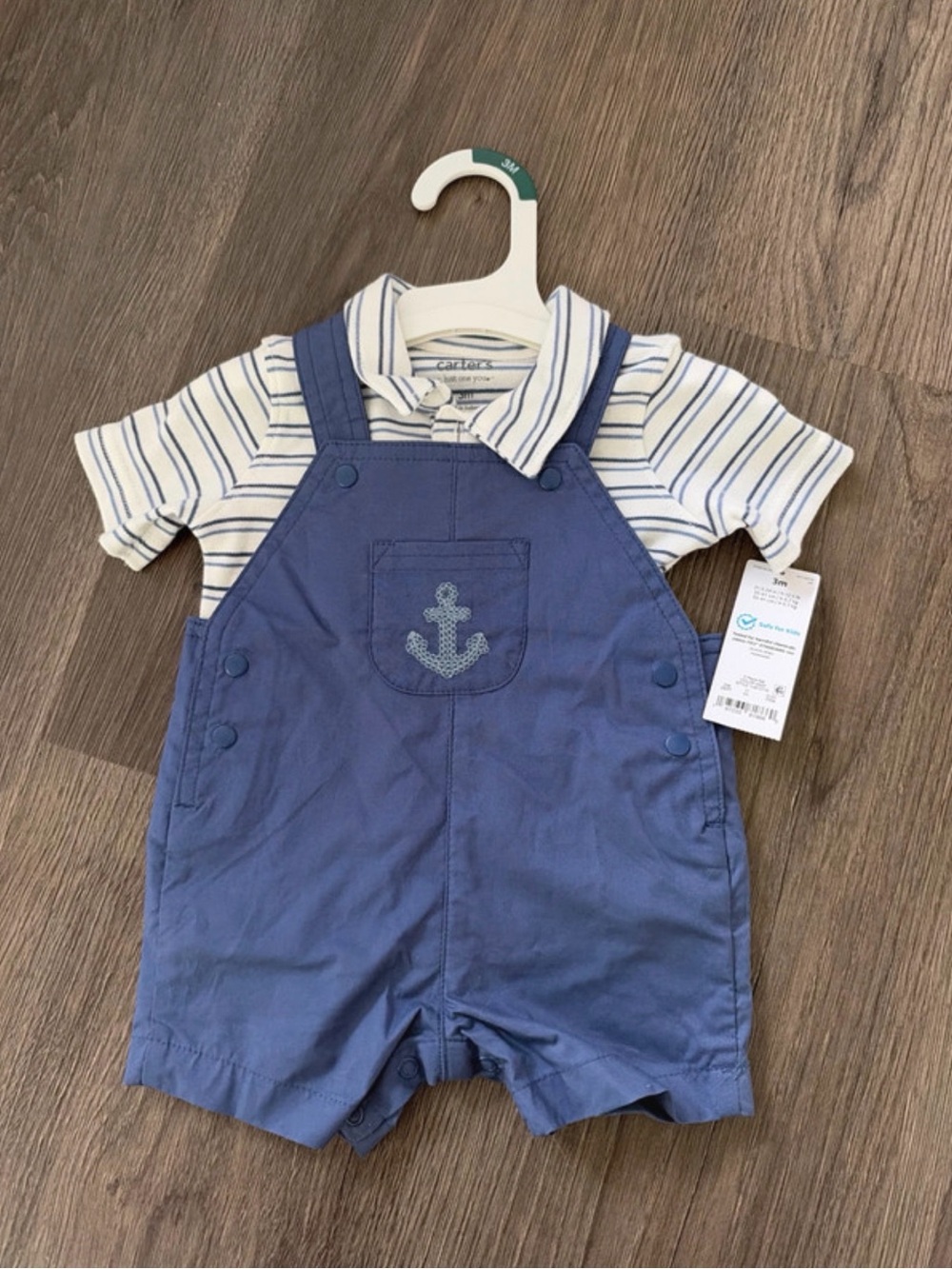 Carter's Navy Anchor Shortall with Striped Polo